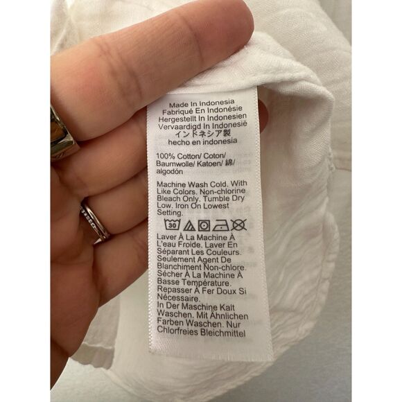 J. Crew Cotton Gauze Button Down White Long Sleeve Top Blouse Size Medium - Picture 5 of 7